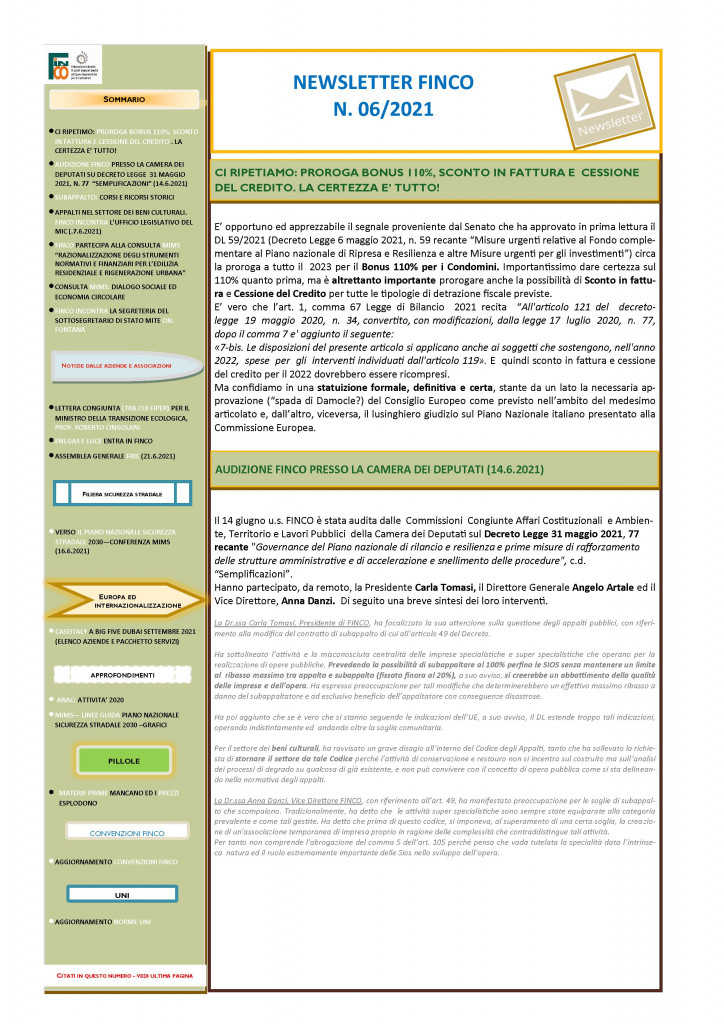 NEWSLETTER FINCO N.06- 2021 data 1