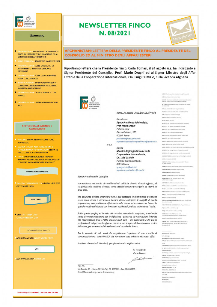 NEWSLETTER FINCO N. 8-2021