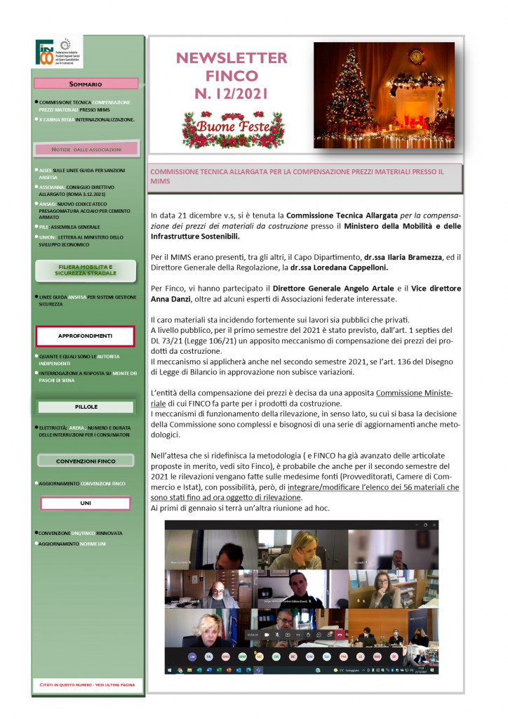 NEWSLETTER FINCO N. 12-2021